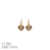 Cubic Zirconia Puffy Heart Earrings (0.4x0.6in)
