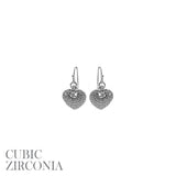 Cubic Zirconia Puffy Heart Earrings (0.4x0.6in)
