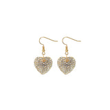 Puffy Pave Crystal Heart Earrings in Silver or Gold (0.7x0.7in)