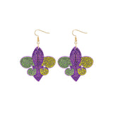 Fleur de Lis Cushion Mardi Gras Themed Earrings (2x2in)