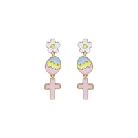 Easter Egg Flower Cross Earrings (0.5x2in)