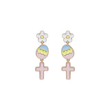 Easter Egg Flower Cross Earrings (0.5x2in)