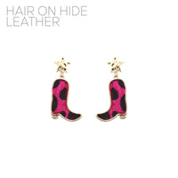 Fur Boots with Star Western Post Earrings (0.9x1.85in)