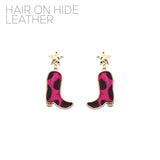 Fur Boots with Star Western Post Earrings (0.9x1.85in)