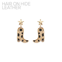 Fur Boots with Star Western Post Earrings (0.9x1.85in)