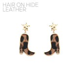 Fur Boots with Star Western Post Earrings (0.9x1.85in)