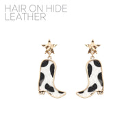 Fur Boots with Star Western Post Earrings (0.9x1.85in)