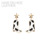 Fur Boots with Star Western Post Earrings (0.9x1.85in)