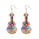 Gold Plated Multi Guitar Dangle Earrings