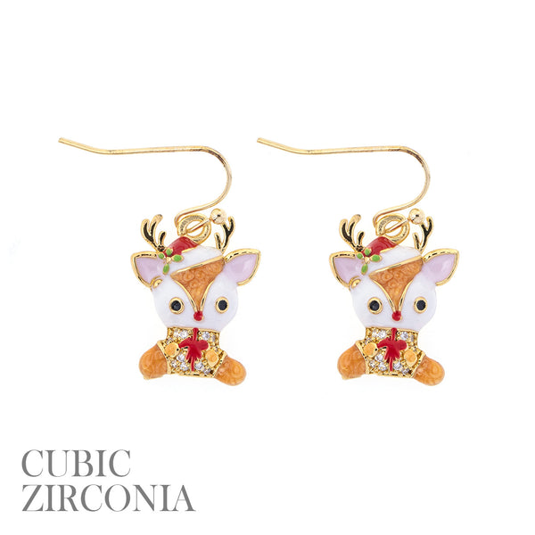 Christmas Reindeer Dangle Earrings (0.22x0.63in)