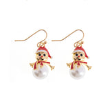 Gold Plated Snowman Pearl Earrings (0.5x0.76in)