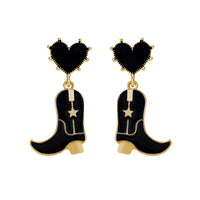 Cowboy Boot Heart Post Earrings (0.88x1.8in)