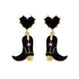 Cowboy Boot Heart Post Earrings (0.88x1.8in)