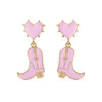 Cowboy Boot Heart Post Earrings (0.88x1.8in)