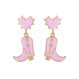 Cowboy Boot Heart Post Earrings (0.88x1.8in)