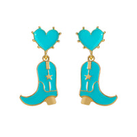 Cowboy Boot Heart Post Earrings (0.88x1.8in)