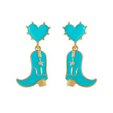 Cowboy Boot Heart Post Earrings (0.88x1.8in)