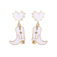 Cowboy Boot Heart Post Earrings (0.88x1.8in)