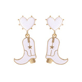 Cowboy Boot Heart Post Earrings (0.88x1.8in)