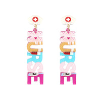 Nurse Letter Acrylic Post Earrings (0.66x2.78in)