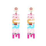 Nurse Letter Acrylic Post Earrings (0.66x2.78in)