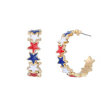 Star Spangled Patriotic Hoop Earrings (0.33x1.13in)