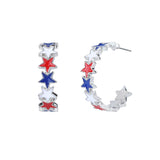 Star Spangled Patriotic Hoop Earrings (0.33x1.13in)