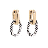 Two Tone Cable Rope Link Earrings (0.5x1.13in)