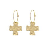Gold Plated Hammered Cross Hoop Earrings (0.8x0.86in)