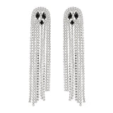 Rhinestone Ghost Post Drop Earrings (0.59x2.91in)