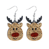 Red Nose Reindeer Acrylic Glitter Dangle Earrings (1x1.52in)