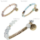 Dangling Blessed Bar Natural Stone Stretch Bracelet