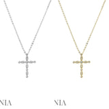 Cubic Zirconia Cross Necklace in Silver or Gold (17463CR)(16+3in)