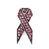 Antique Silver Plated Pink Ribbon Breast Cancer Awareness Brooch Pin