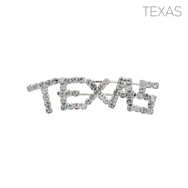 Texas Rhinestone Letter Brooch Pin (1.8x0.5in)