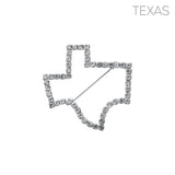 Texas Rhinestone Map Outline Brooch Pin (1.75x1.75in)