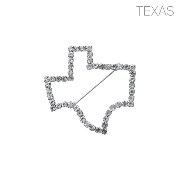 Texas Rhinestone Map Outline Brooch Pin (1.75x1.75in)