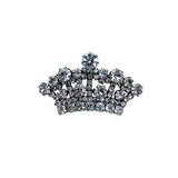 Silver Plated Rhinestone Royal Crown Brooch Pin Small (1.6x1in)