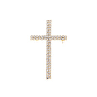 Rhinestone Two Line Cross Brooch Pin (1.2x2in)