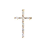 Rhinestone Two Line Cross Brooch Pin (1.2x2in)