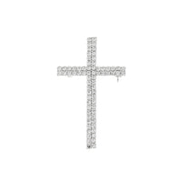 Rhinestone Two Line Cross Brooch Pin (1.2x2in)