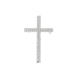 Rhinestone Two Line Cross Brooch Pin (1.2x2in)