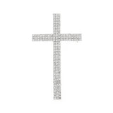 Rhinestone Three Line Cross Brooch Pin (1.6x2.75in)