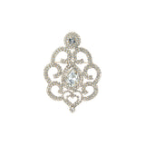 Gold Plated Rhinestone Teardrop Bridal Pin Brooch (2.25x3.25in)