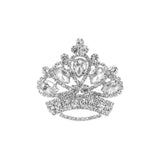 Silver Plated Rhinestone Pear Shape Crown Brooch Pin (1.75x1.75in)