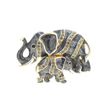Mom and Baby Elephant Brooch Pin (2.2x1.6in)