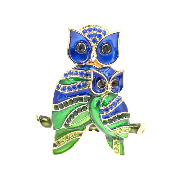 Mom and Baby Owl Brooch Pin (1.9x2.2in)