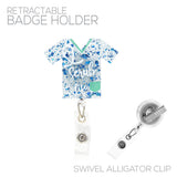 Scrub Life Nurse Medical Themed Retractable ID Holder (2.34x3.78in)