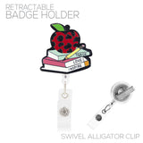 Apple Books Teacher Themed Retractable ID Holder (1.85x3.66in)