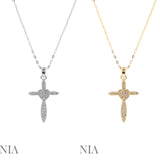 Cubic Zirconia Heart Cross Necklace (16+2in)